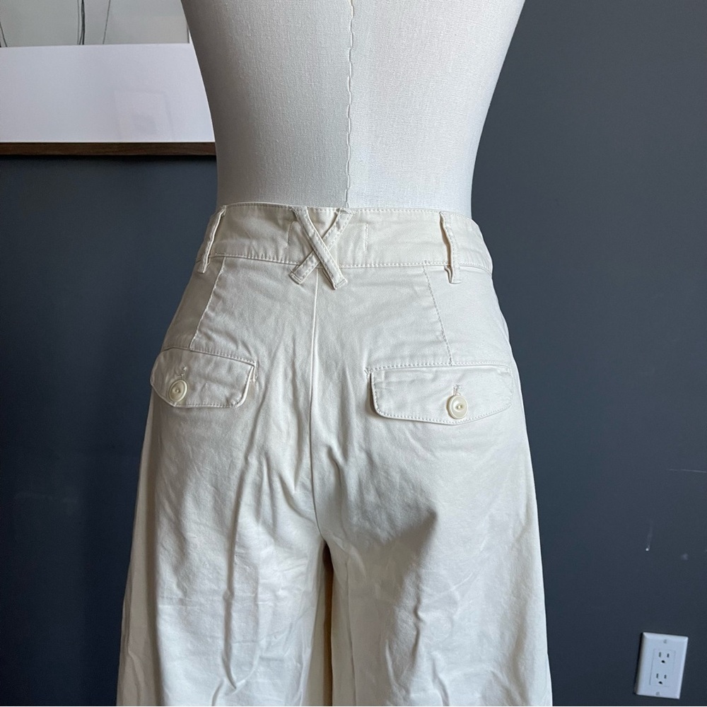 Alex Mill Kelly Wide Leg High Waist Pant Chino in Oatmilk - Picture 3 of 12